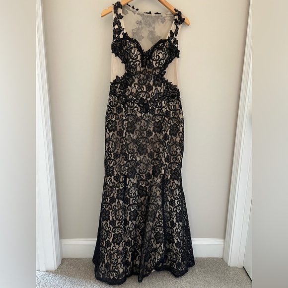 Masquerade Dresses & Skirts - Masquerade lace black and sheer mermaid style floor length formal prom dress